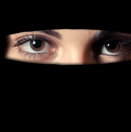 Verdecktes Gesicht mit schönen Augen Verdecktes Gesicht